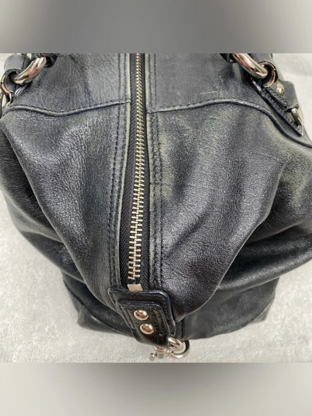 Coach Womens Black Leather Silver Hardware Satchel Classic Bag Purse Streetwear